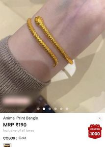 Gold-Tone snake Print Bangle