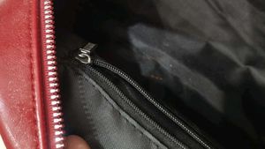 Red Handbag with Pearl Detail