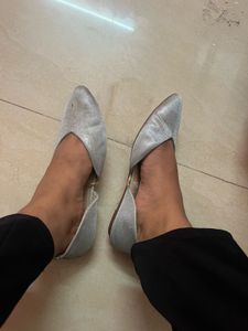 Sparkly Silver Pointed Flats