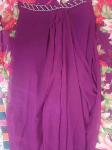 Saree With Beaded Purple Blouse