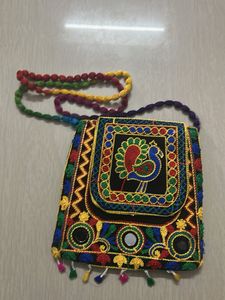 Embroidered Peacock Clutch Bag