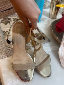 Sparkling Gold Wedge Sandals