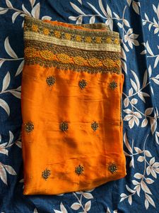 Partywear Orange saree with blouse