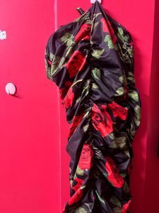 Floral One-Shoulder Ruched Mini Dress