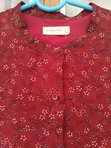 Charming Red Floral Print Dress