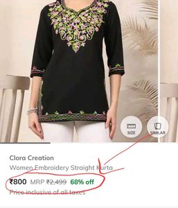 Embroidered Black Kurta
