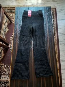 Chic Black Crochet Wide Leg Pants