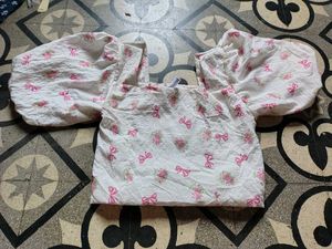 Cute Puff Sleeve Top with Floral Print
