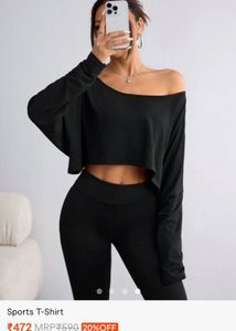 Black Cropped Long Sleeve Top