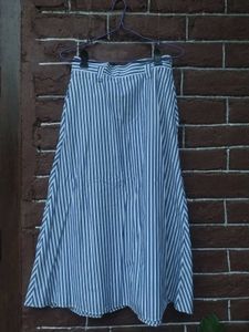 ZARA Blue &amp; White Striped Midi Skirt