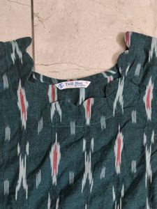 Ethnic Teal & White Printed Kurta Set