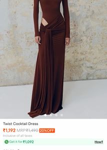Chocolate Brown Ruched Maxi Dress | Size M