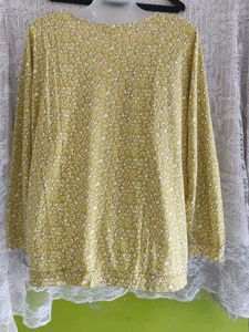 Yellow Floral Print Long Sleeve Top