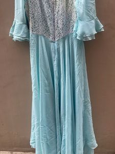 Stunning Light Blue Lace Ethnic Gown