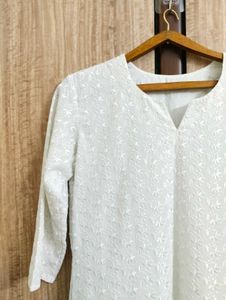 Elegant White Chikankari Kurta for Women 🤍