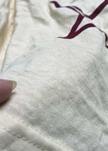 Cream &amp; Burgundy Star crop T-Shirt