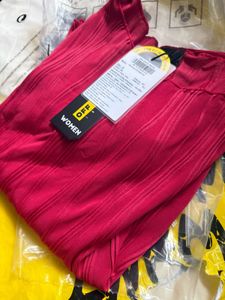 Red Textured Long Sleeve Top
