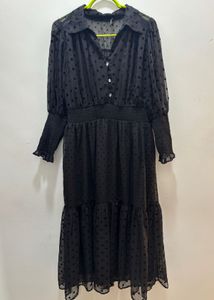 Polka Dot Detail Maxi Dress