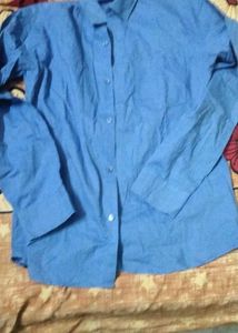 Blue Long-Sleeve Button-Up Shirt