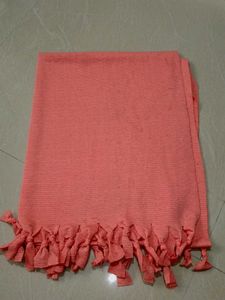 Coral Pink Dupatta with Fringes