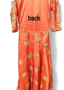 3 pcs Elegant Orange Ethnic Gown