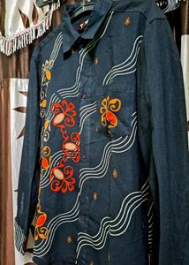 Unisex Designer Print Black Casual Shirt