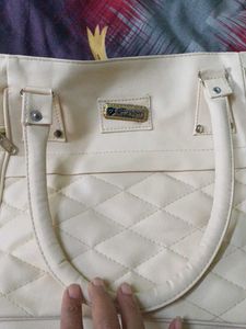 Cream Quilted Tote Bag