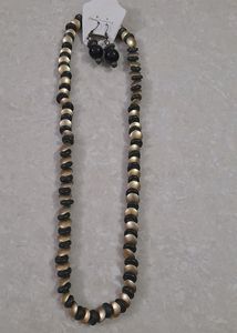 Black & Golden|NECKPIECE + EARRING Set