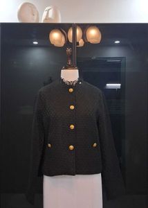 Black Textured Gold-Button Jacket