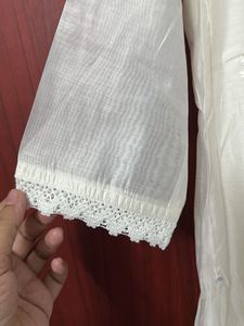 Max Elegant Off-White Kurta with Mirror Work