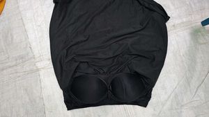 Classic Black Spaghetti Top with Built-in Bra |