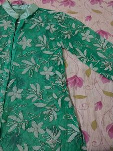 Suit Kurta Pant With Net Work Jacket