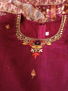 Burgundy Embroidered Dress