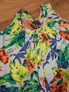 Vibrant Tropical Floral Button-Down Sundress