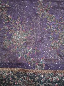 Exquisite Purple Embroidered Saree