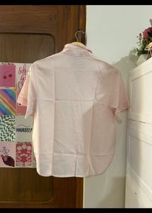 Cute Pink Short Sleeve Button-Up Shirt