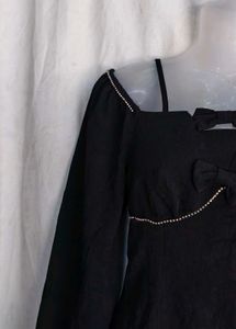 Chic Black Mini Dress with Bow Detail