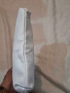 Chic White Prada Clutch with Gold Chain