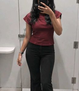 Maroon Cap Sleeve T-Shirt