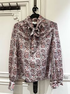 Paisley Print Tie-Neck Blouse