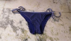 Navy Blue Polka Dot Bikini Bottom
