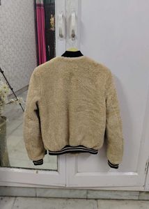Cozy Beige Teddy Bomber Jacket