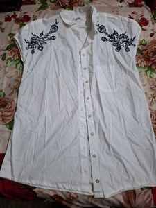 White Embroidered Tunic Top