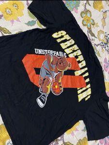 Black T-Shirt with Bear Graphic