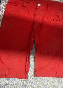 Men's Red Cotton Shorts