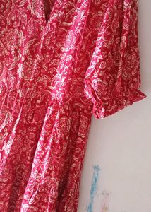 Women Fit And Flare Red Maxi Dress