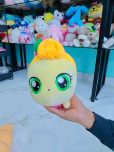 Cute Yellow Plush Toy with Big Green Eyes