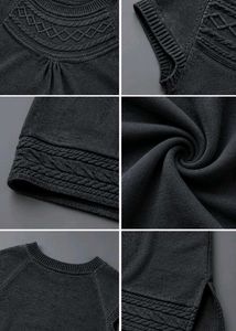 CHARCOAL GREY SLEEVELESS KNIT DRESS