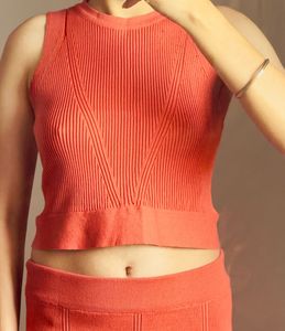 Orange Ribbed Knit Co-ord Set