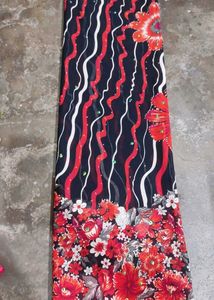 Stunning Black Red Floral Saree